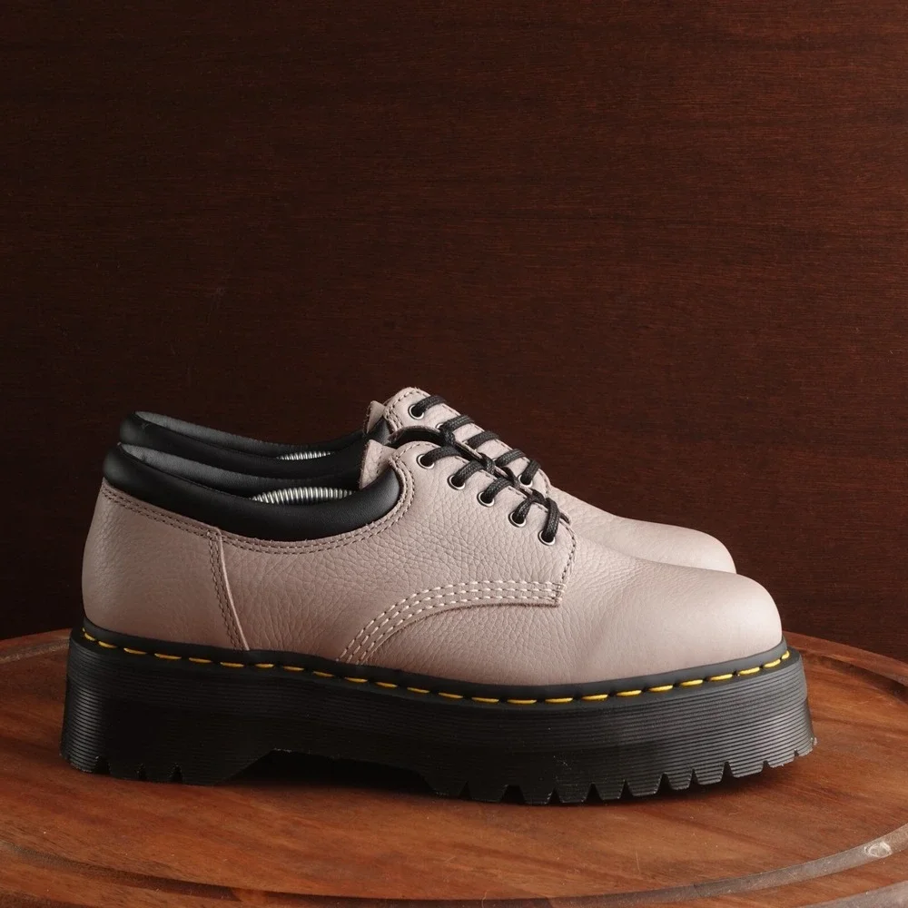 Dr. Martens Oxfords Womens SZ 10 M9 Taupe 8053 Quad Leather Platform Shoe Preppy
